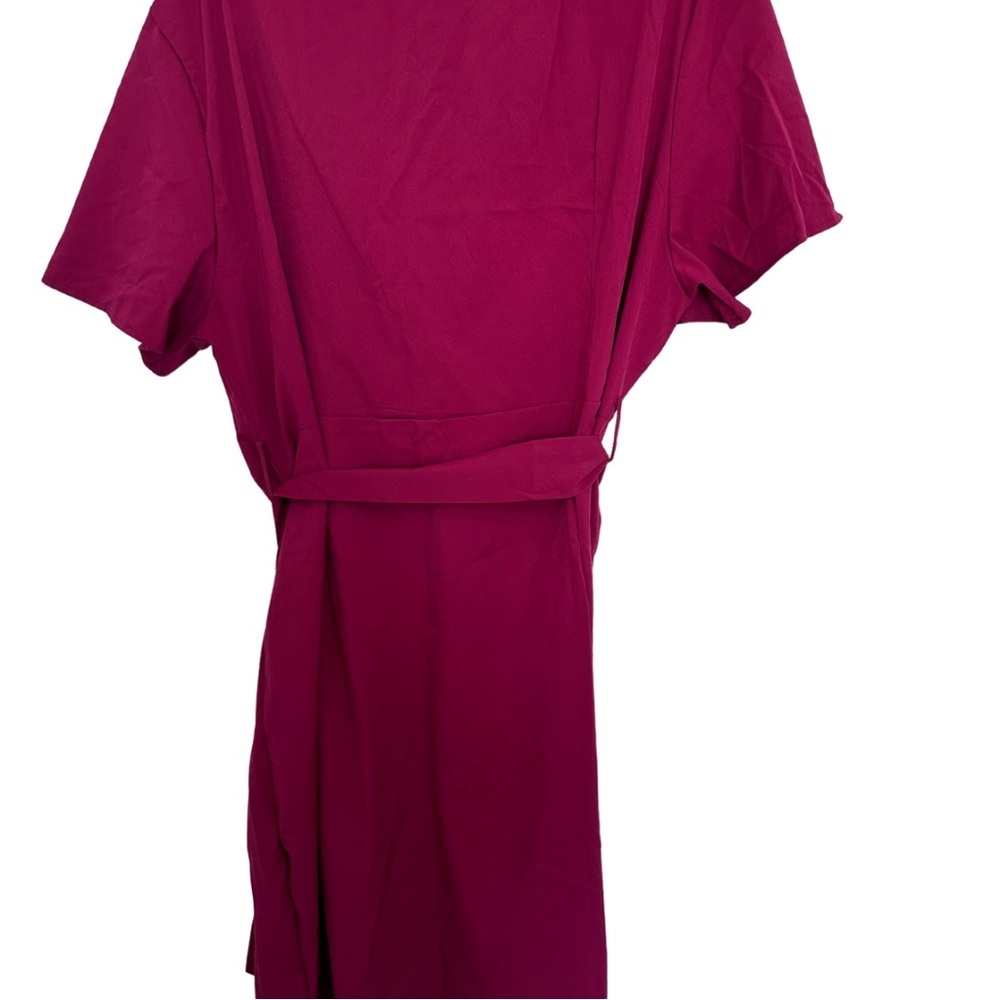 SHEIN Berry Wrap Dress with Self-Tie Belt - Picture 5 of 6